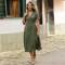 Custom Linen Wrap Dress Manufacturer | Sage Green Midi Dress for Women | Sustainable Linen Clothing Supplier