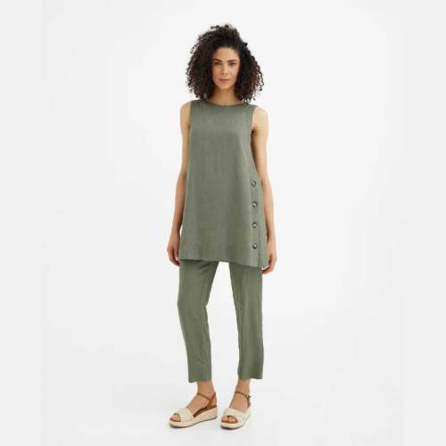 Sage Green Linen Wrap Dress for Women | Custom Sustainable Midi Dress with Pockets | OEM Linen Clothing Manufacturer