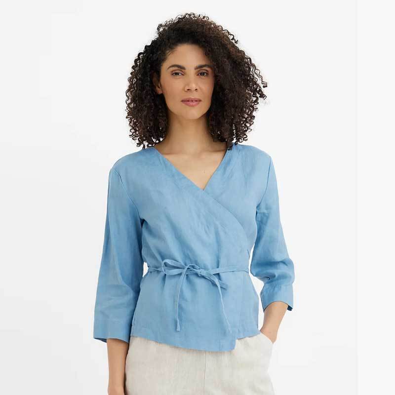 Custom Sustainable Wrap Linen Blouse