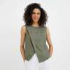 Custom Linen Sleeveless Wrap Top | Sustainable Sleeveless Linen Blouse for Women | OEM Flax Linen Vest Manufacturer