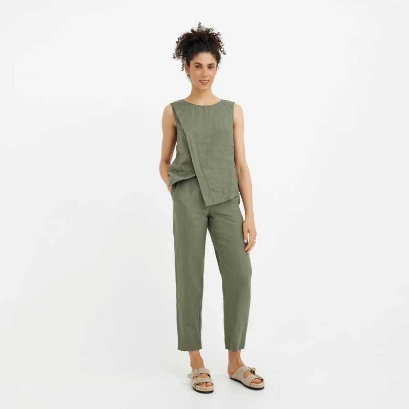 Custom Linen Sleeveless Wrap Top | Sustainable Sleeveless Linen Blouse for Women