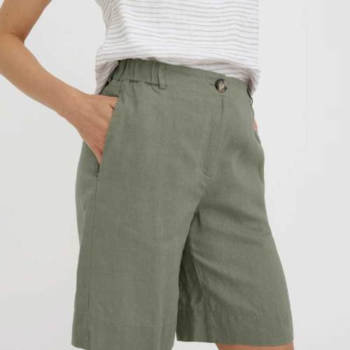 Custom Premium Linen Shorts for Women | Sustainable High-Waisted Knee-Length Shorts | OEM Flax Linen Bermuda Shorts Manufacturer