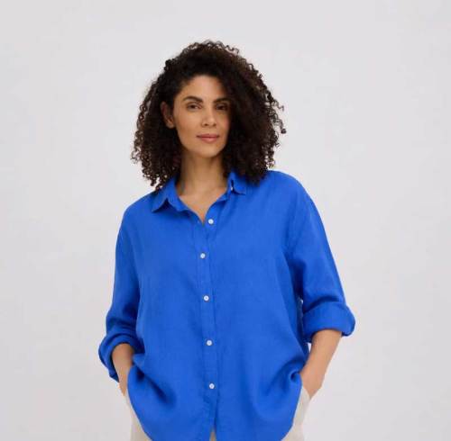 Oversized V-Neck Wrap Linen Shirt | Custom Sustainable Single-Breasted Button-Down for Women | European & American Boutique Manufacturing