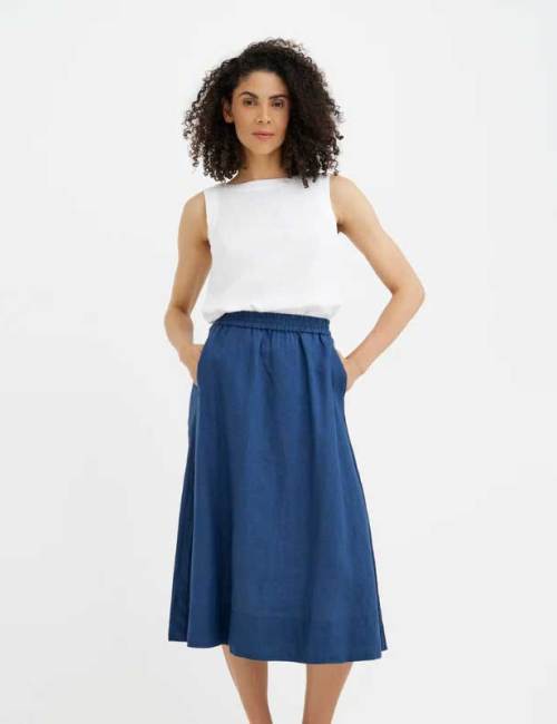 Custom Women’s Linen Midi Skirt | Sustainable High-Waisted A-Line Linen Skirt Manufacturer OEM/ODM for Boutique