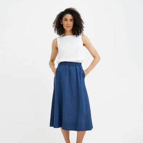 Custom Women’s Linen Midi Skirt | Sustainable High-Waisted A-Line Linen Skirt Manufacturer OEM/ODM for Boutique