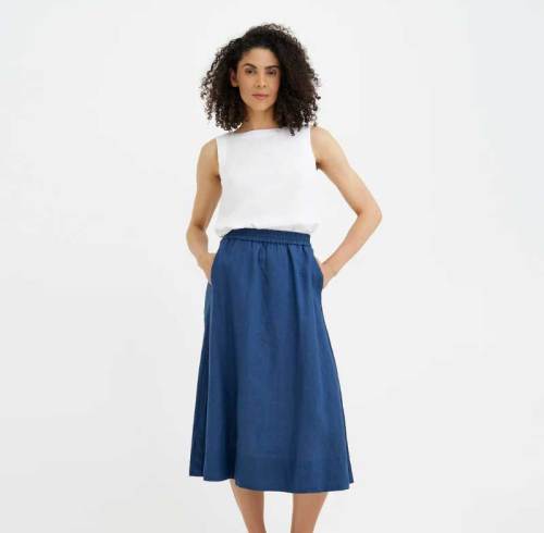 Custom Women’s Linen Midi Skirt | Sustainable High-Waisted A-Line Linen Skirt Manufacturer OEM/ODM for Boutique
