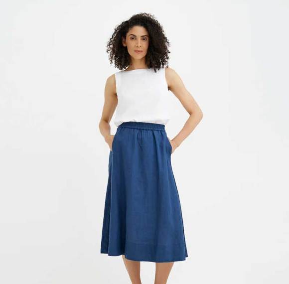 Custom Women’s Linen Midi Skirt | Sustainable High-Waisted A-Line Linen Skirt Manufacturer OEM/ODM for Boutique