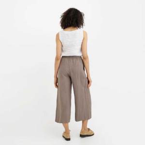 Custom Women's Linen Culotte Trousers | Sustainable Wide-Leg Elastic Waist Linen Pants OEM/ODM for Boutique