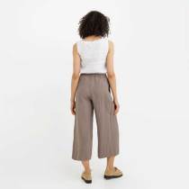 Custom Women's Linen Culotte Trousers | Sustainable Wide-Leg Elastic Waist Linen Pants OEM/ODM for Boutique