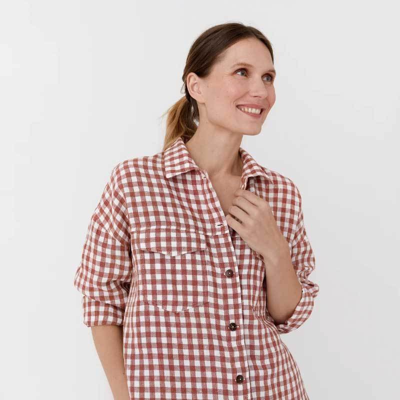 Custom Women's Linen Gingham Shirt – Sustainable Fashion Reinvented