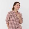 Custom Women's Linen Gingham Shirt | Sustainable Oversized Button-Front Linen Shirt Manufacturer OEM/ODM for Boutique