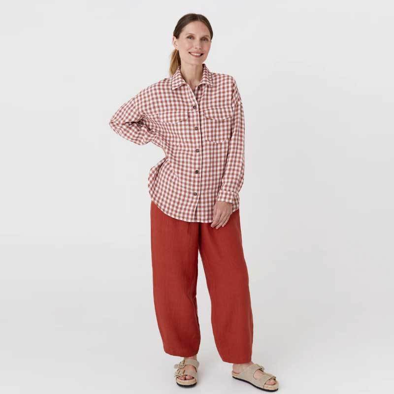 Custom Women's Linen Gingham Shirt – Sustainable Fashion Reinvented