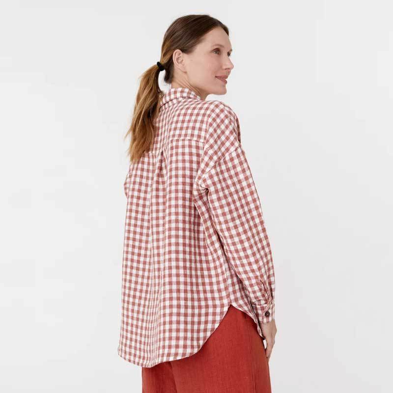 Custom Women's Linen Gingham Shirt – Sustainable Fashion Reinvented