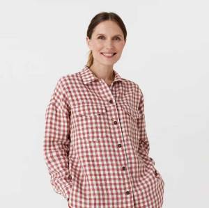 Custom Women's Linen Gingham Shirt | Sustainable Oversized Button-Front Linen Shirt Manufacturer OEM/ODM for Boutique