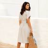 Custom Women's Linen Wrap Dress | Sustainable V-Neck Midi Dress Manufacturer OEM/ODM for Boutiques