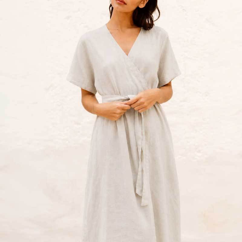 Custom Women's Linen Wrap Dress