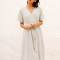 Custom Women's Linen Wrap Dress | Sustainable V-Neck Midi Dress Manufacturer OEM/ODM for Boutiques