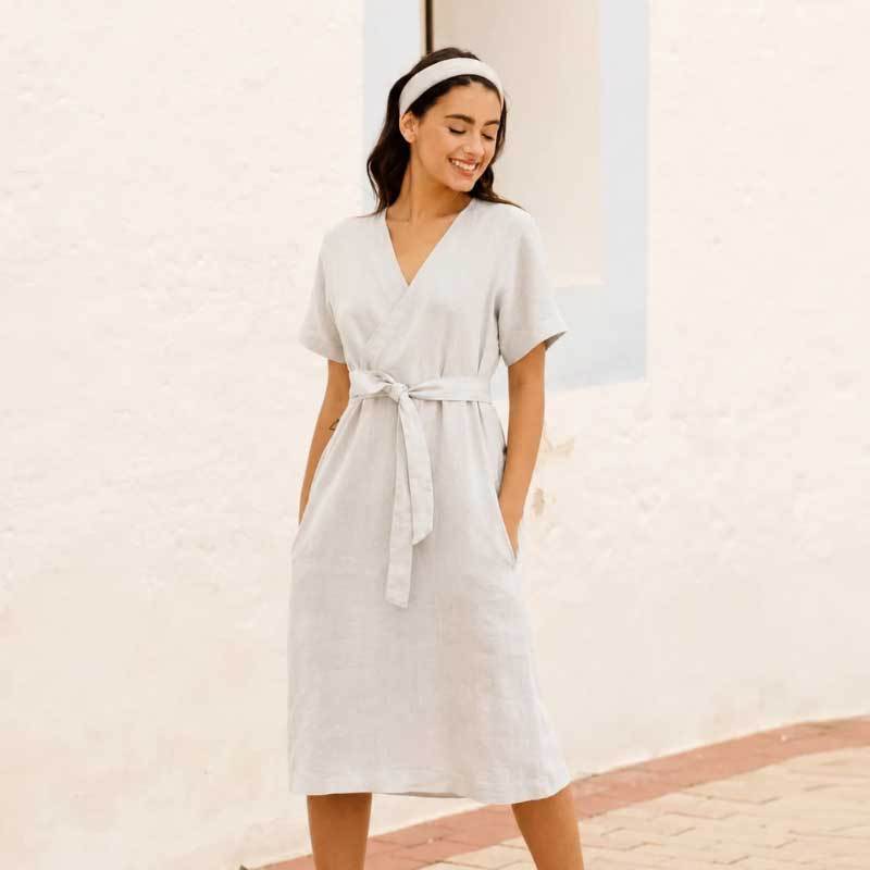 Custom Women's Linen Wrap Dress
