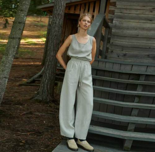 Custom Women's Linen Wide-Leg Pants | Sustainable Drawstring Linen Trousers OEM/ODM Manufacturer for Boutiques