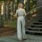 Custom Women's Linen Wide-Leg Pants | Sustainable Drawstring Linen Trousers OEM/ODM Manufacturer for Boutiques