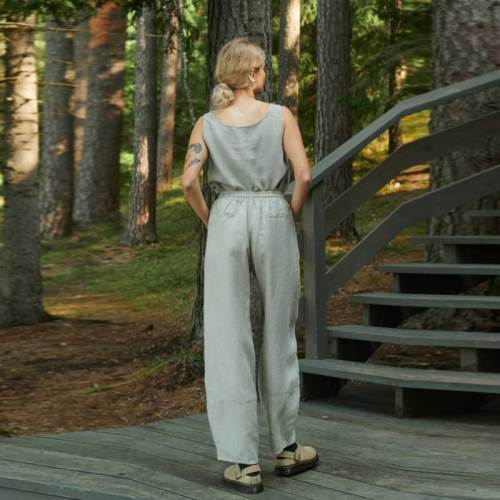 Custom Women's Linen Wide-Leg Pants | Sustainable Drawstring Linen Trousers OEM/ODM Manufacturer for Boutiques