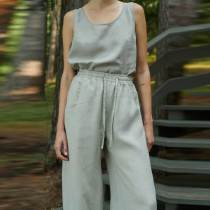 Custom Women's Linen Wide-Leg Pants | Sustainable Drawstring Linen Trousers OEM/ODM Manufacturer for Boutiques
