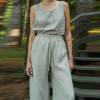 Custom Women's Linen Wide-Leg Pants | Sustainable Drawstring Linen Trousers OEM/ODM Manufacturer for Boutiques