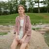 Custom Women's Linen Gingham Shirt | Sustainable Oversized Red Plaid Linen Shirt Manufacturer OEM/ODM for Boutiques
