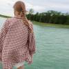 Custom Women's Linen Gingham Shirt | Sustainable Oversized Red Plaid Linen Shirt Manufacturer OEM/ODM for Boutiques