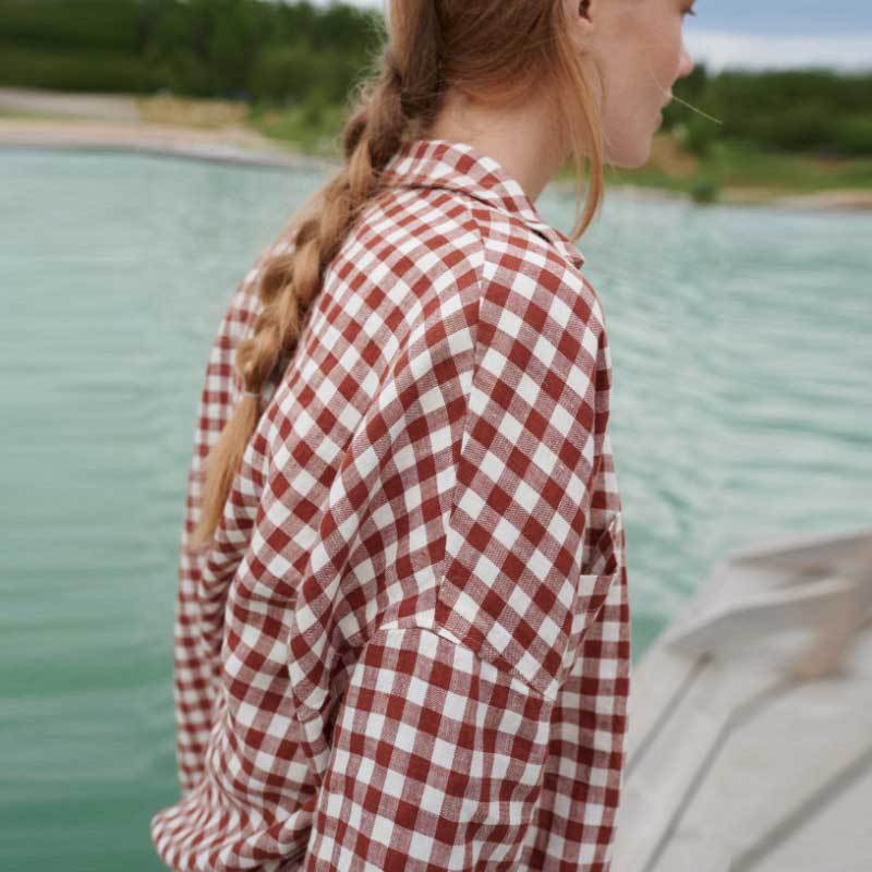 Custom Women's Linen Gingham Shirt – Sustainable Fashion Reinvented