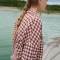 Custom Women's Linen Gingham Shirt | Sustainable Oversized Red Plaid Linen Shirt Manufacturer OEM/ODM for Boutiques
