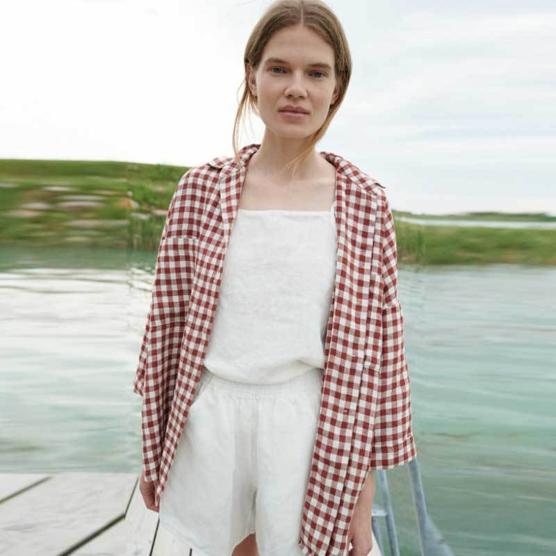 Custom Women's Linen Gingham Shirt – Sustainable Fashion Reinvented