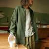 Custom Women's Olive Green Linen Shirt | Sustainable Oversized Linen Top Manufacturer OEM/ODM for Boutiques
