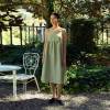 Custom Women's Green Gingham Linen Sundress | Sustainable Drop Waist Linen Dress OEM/ODM Manufacturer for Boutiques