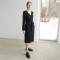 Custom Women's Black Linen Wrap Dress | Sustainable Long Sleeve Midi Dress OEM/ODM Manufacturer for Boutiques