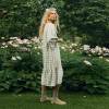 Custom Women's Sage Green Gingham Linen Dress | Sustainable Puff Sleeve Midi Dress OEM/ODM Manufacturer