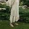 Custom Women's Sage Green Gingham Linen Dress | Sustainable Puff Sleeve Midi Dress OEM/ODM Manufacturer