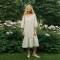 Custom Women's Sage Green Gingham Linen Dress | Sustainable Puff Sleeve Midi Dress OEM/ODM Manufacturer