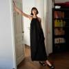 Custom Women's Black Linen Halter Maxi Dress | Sustainable Sleeveless Linen Dress OEM/ODM Manufacturer for Boutiques