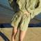 Custom Women's Olive Green Gingham Linen Shorts | Sustainable Tie-Waist Linen Shorts OEM/ODM Manufacturer for Boutiques