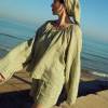Custom Women's Olive Green Gingham Linen Shorts | Sustainable Tie-Waist Linen Shorts OEM/ODM Manufacturer for Boutiques