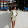 Custom Women's Sage Green Stripe Linen Shorts | Sustainable Elastic Waist Linen Shorts OEM/ODM Manufacturer for Boutiques
