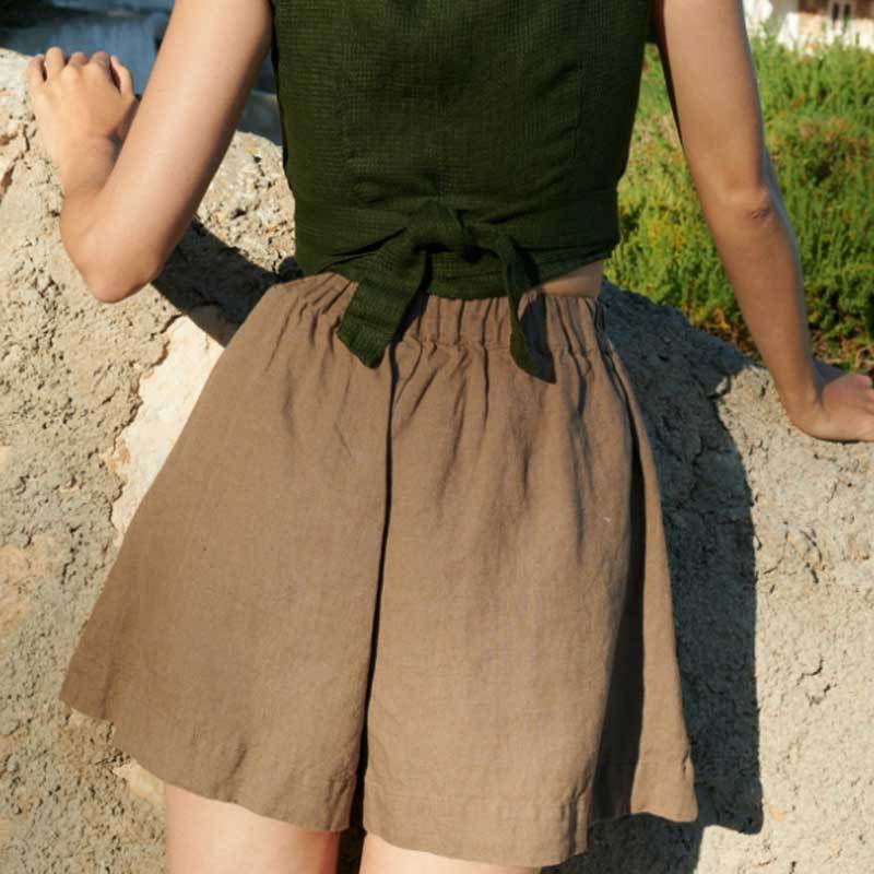 Custom Women's Khaki Linen Shorts