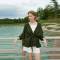 Custom Women's Olive Green Linen Wrap Top | Sustainable Tie-Waist Kimono Sleeve Shirt OEM/ODM Manufacturer