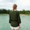 Custom Women's Olive Green Linen Wrap Top | Sustainable Tie-Waist Kimono Sleeve Shirt OEM/ODM Manufacturer