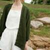 Custom Women's Olive Green Linen Wrap Top | Sustainable Tie-Waist Kimono Sleeve Shirt OEM/ODM Manufacturer