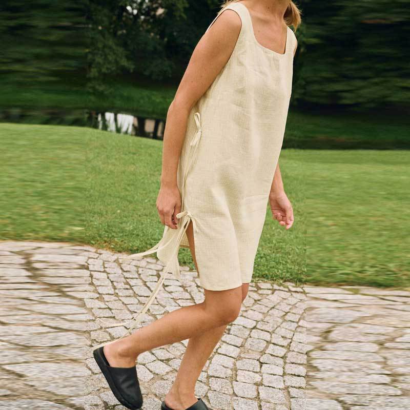Custom Women's Natural Linen Slip Dress