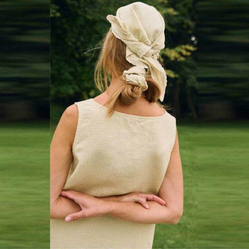 Custom Women's Natural Linen Slip Dress | Adjustable Side Tie Square Neck Mini Dress OEM/ODM Manufacturer
