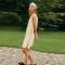 Custom Women's Natural Linen Slip Dress | Adjustable Side Tie Square Neck Mini Dress OEM/ODM Manufacturer