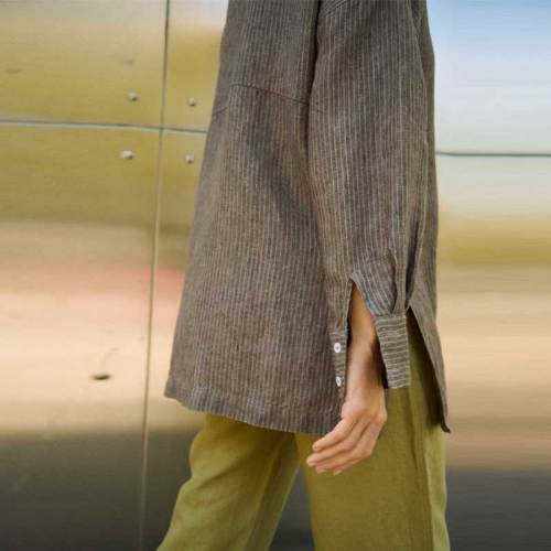 Custom Women's Striped Linen Shirt Manufacturers | OEM Oversized Linen Button Down Factory for USA & Europe